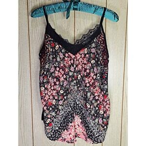 Maurices Black Floral Lace Cami Top Cami Large NWOT Coquette Fairy Grunge Y2K
